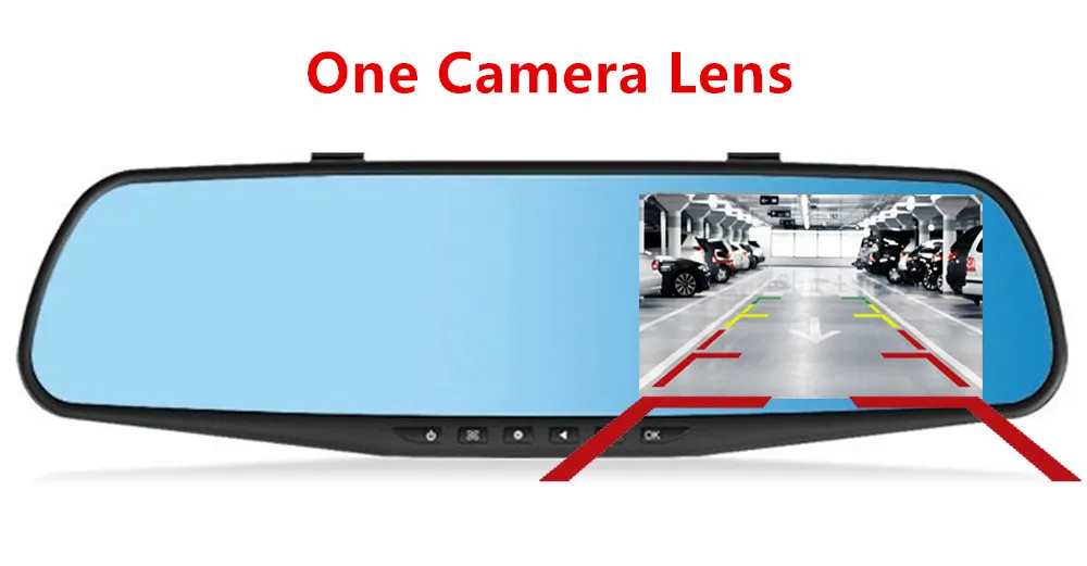 4.3 Inch Car DVR Camera Full HD 1080P Rearview Mirror Digital Video Recorder Dual Lens cam Auto Registrator - Название цвета: One Camera Lens