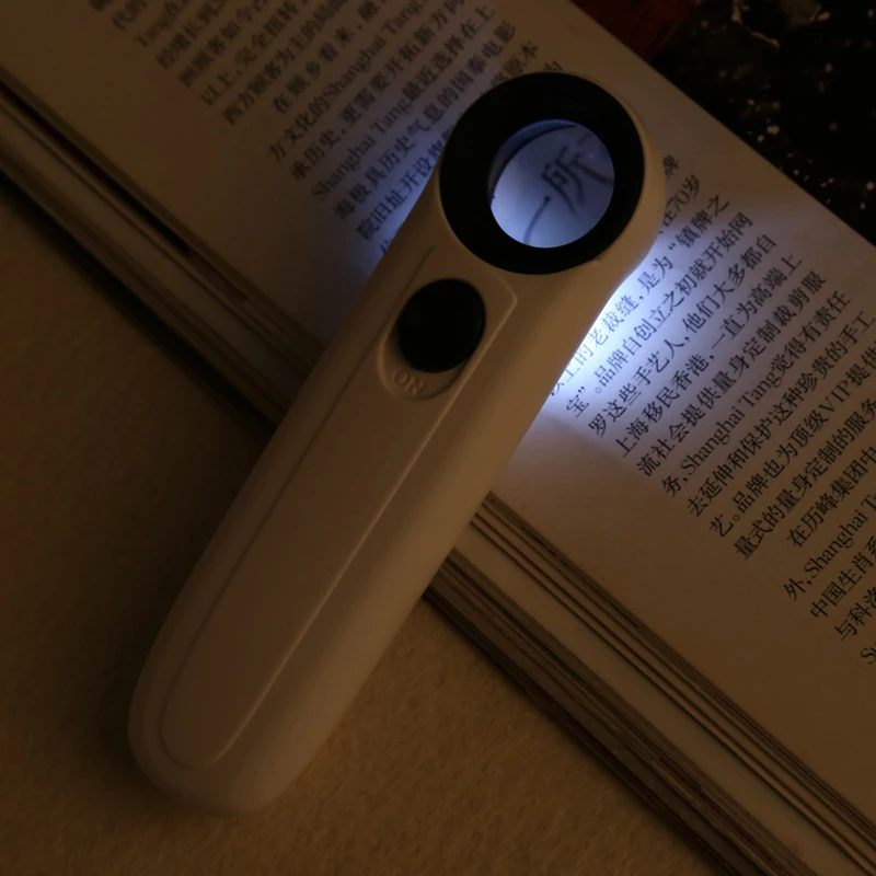 

40X Handheld 2 LED Light Magnifier Reading Magnifying Glass Lens Jewelry Loupe T15