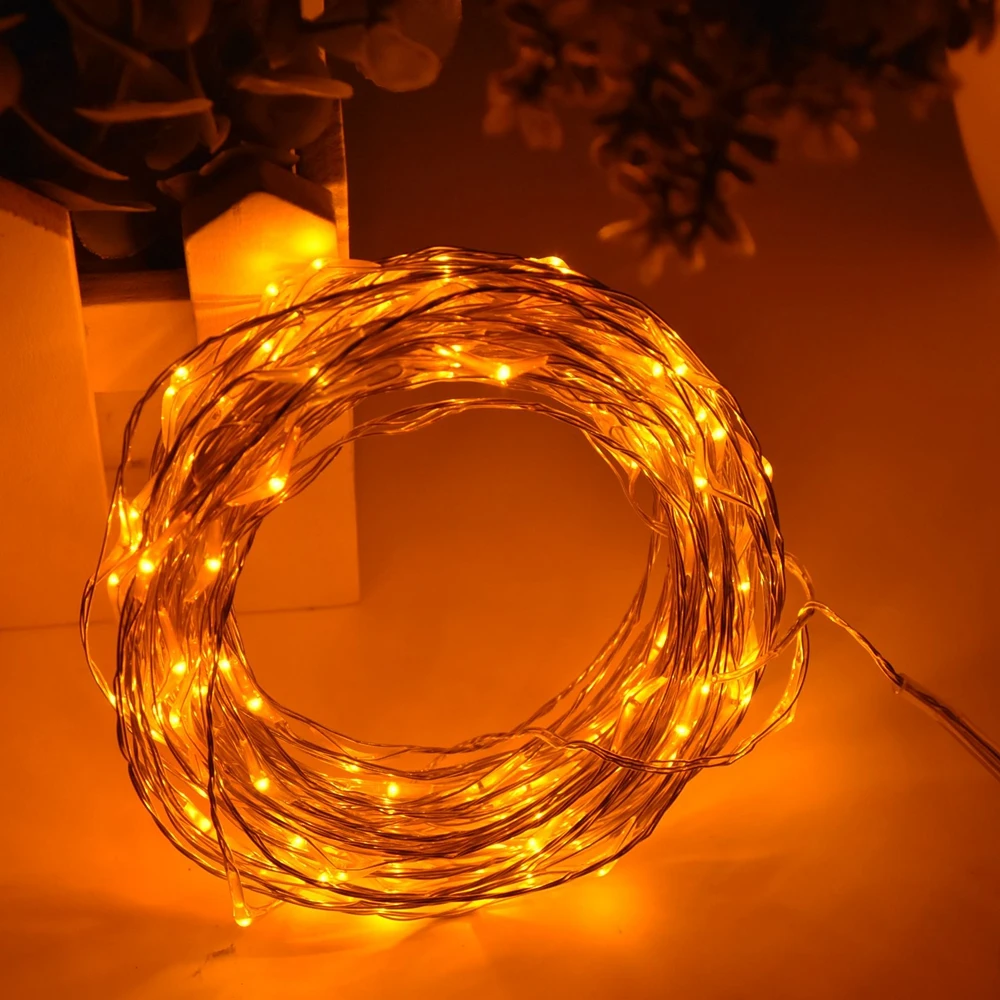 DC12V 5M/10M LED Outdoor Silver Wire DC connector LED vines String Light for Christmas Wedding Party Decoration Fairy Light