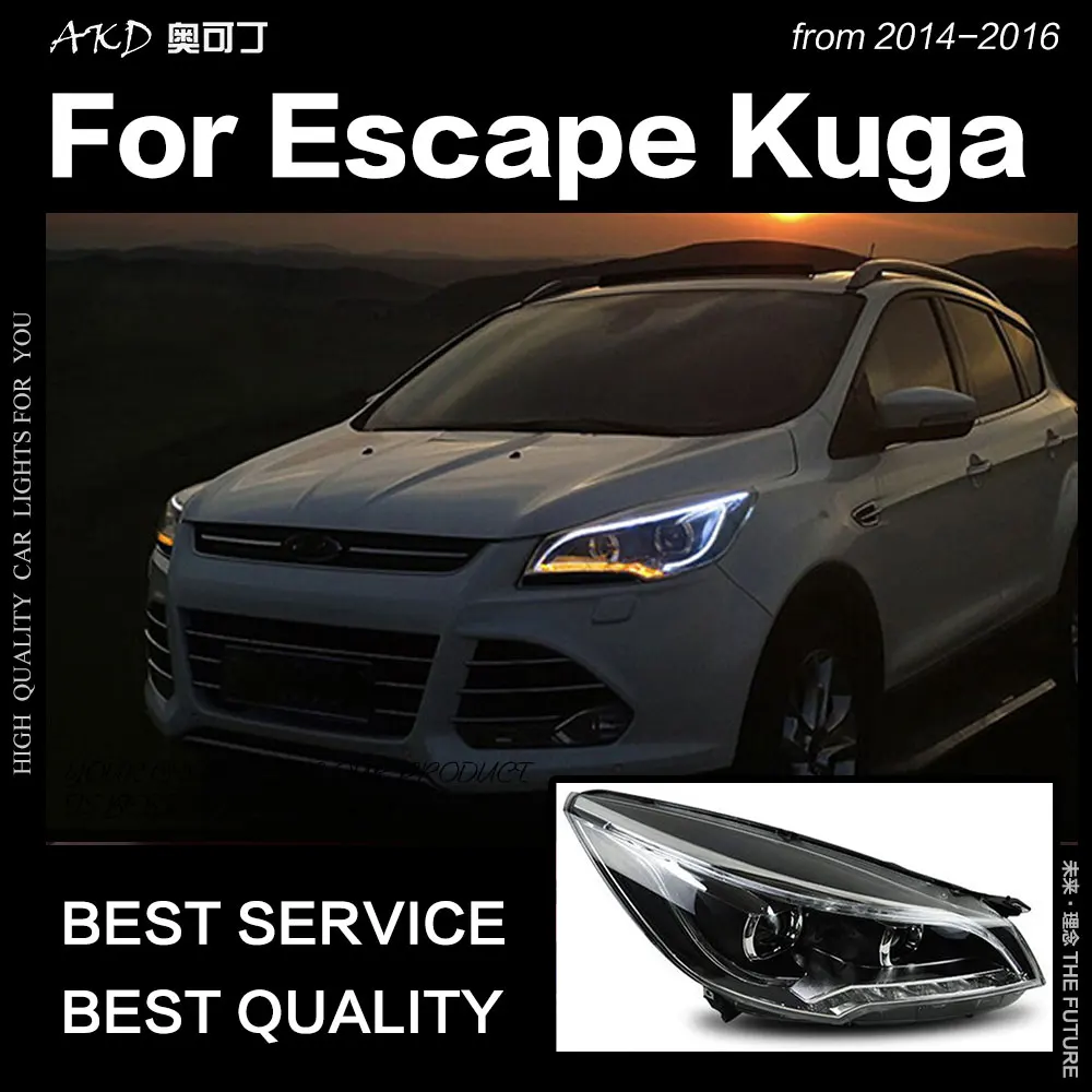 

AKD Car Styling for Ford Escape Kuga 2014-2016 LED Headlight DRL Hid Head Lamp Angel Eye Bi Xenon Beam Accessories