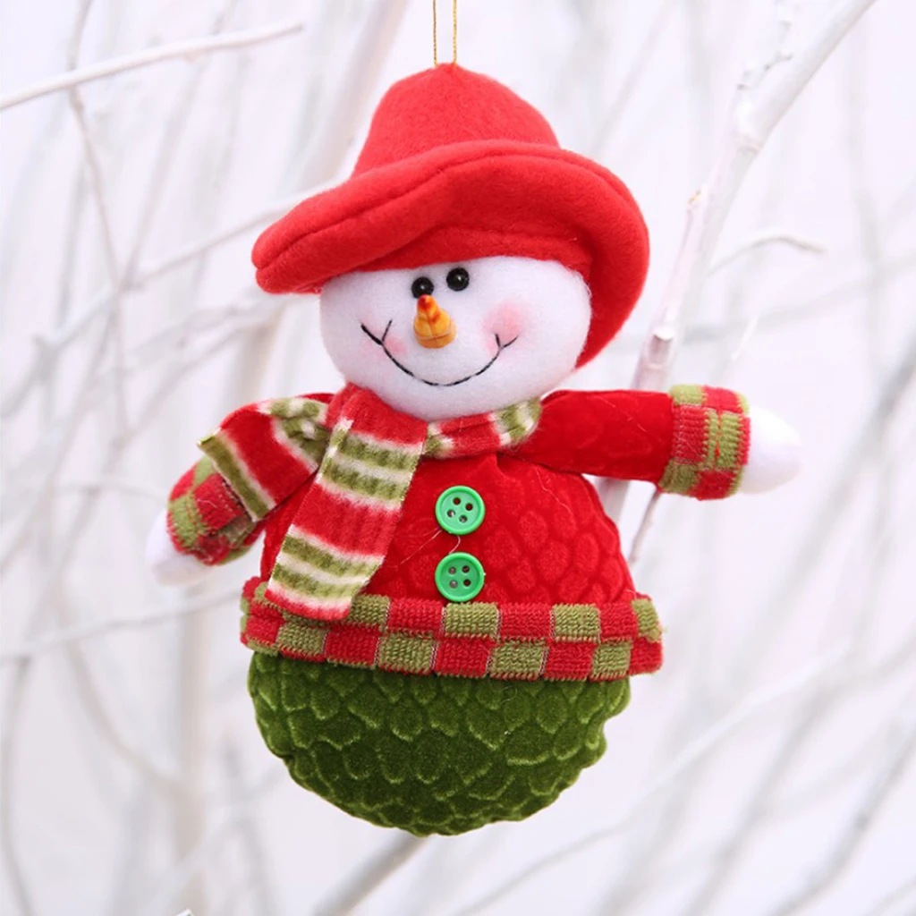 Christmas Santa Snowman Elk Plush Doll Christmas Tree Hanging Decoration 