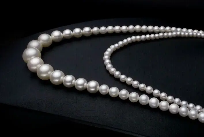 

Superb longer 40"8-11mm Natural south sea genuine white Round pearl necklace