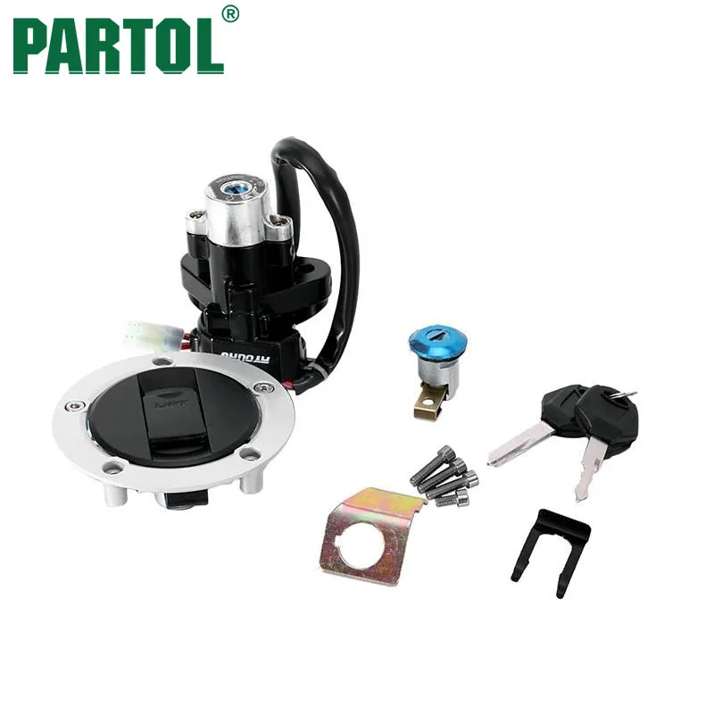 

Partol CNC Motorcycle Fuel Gas Cap Seat Lock Key Set Ignition Switch Tank Cover For Suzuki GSXR600/750 2004-2005