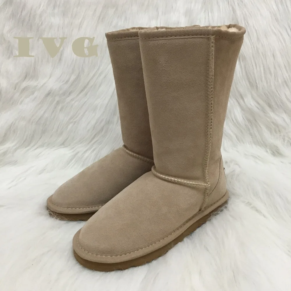 

Wholesale! Australian Style Ugs Men Snow Boots Cow Suede Leather Waterproof Winter Long Boots Brand Ivg Plus Size 43 44 45