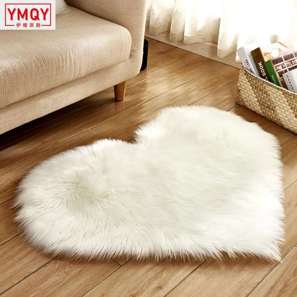 YMQY ковер в форме сердца Пушистый Плюшевый сплошной цветной журнальный столик для гостиной Комфортный коврик лохматый пол коврик H