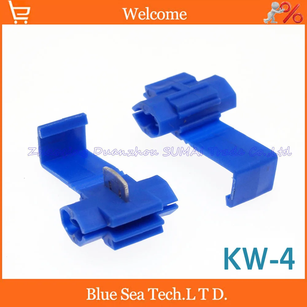 200pcs Blue Kw4 Auto Cable Connector / Car Wire Cable Clip / Splitter