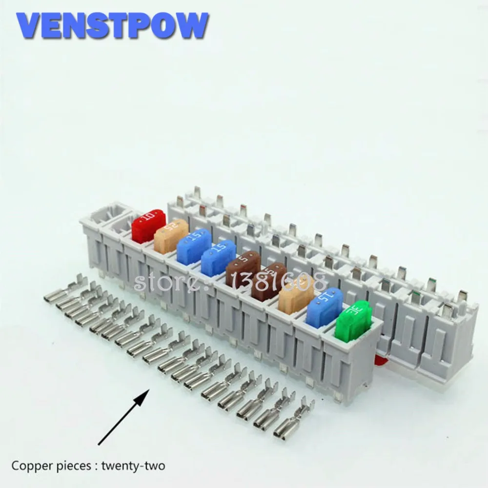 

1PC PBT 11 Way Blade Fuse Box Holder Waterproof Socket with 9 Small Fuse 5A 10A 15A 20A 30A for Universal Car Truck Vehicle