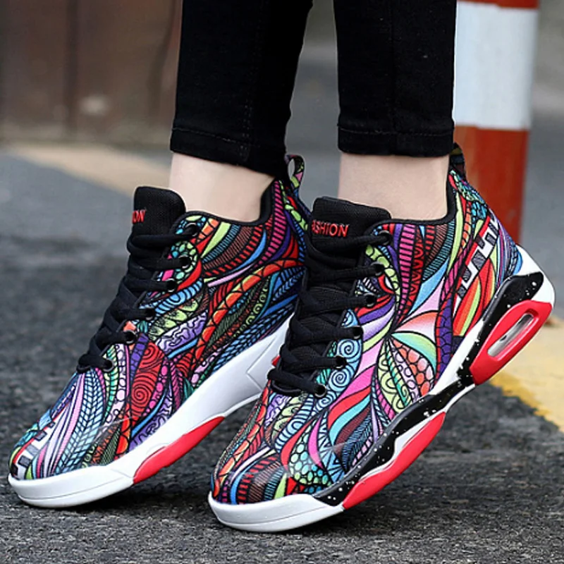 

Women Shoes Lace-up Graffiti Fashion Sneakers For Woman 2019 Spring/autumn Shoes Casual Sneaker zapatos mujer