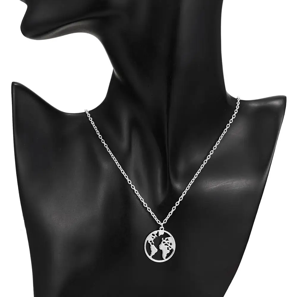 Rinhoo модное ожерелье с глобальной картой мира, подарок для лучших друзей, ожерелье с кулоном в форме круглого сердца, Женское и мужское простое ювелирное изделие