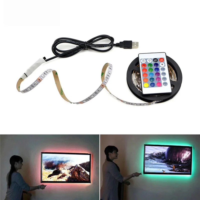 

USB LED Strip lamp DC5V Flexible LED light Tape Ribbon 1M 2M 3M 4M 5M HDTV TV Desktop Screen Background Bias lighting