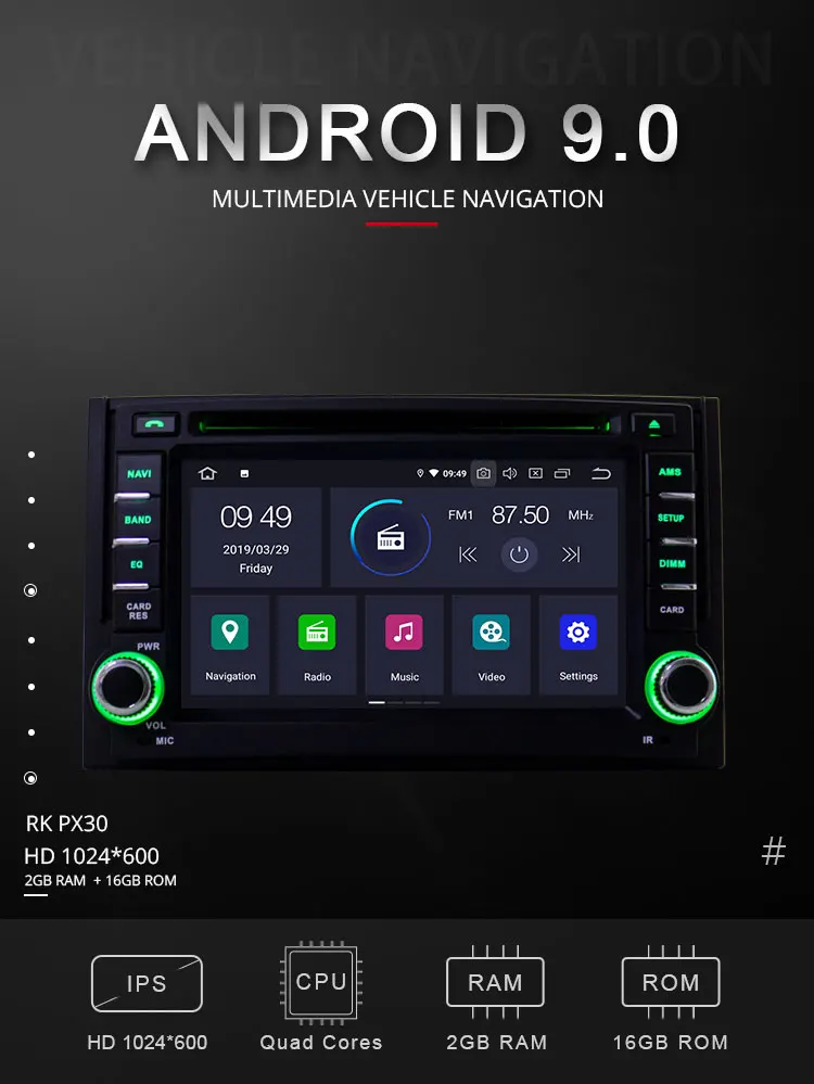 Excellent TOPBSNA Android 9.0 2 Din Car DVD Player For Hyundai H1 Grand Starex iLoad 2007-2015 GPS Navigation Car Radio Stereo WIFI Auto 1