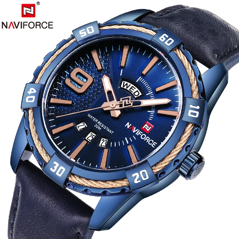 2018 NAVIFORCE Brand Men's Fashion Casual Sport Watches Waterproof Leather Quartz Watch Man military Hour Date Clock Relogio | Наручные