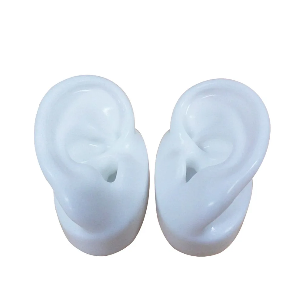 1 пара красочных силиконовых ушей, демонстрационная модель ушей для слуховых аппаратов, обучающая модель ушей - Цвет: White