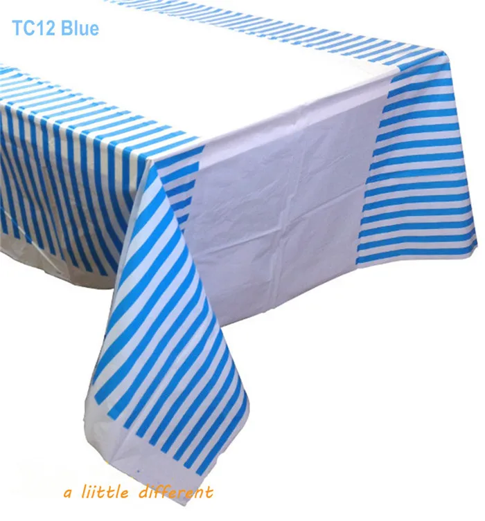 Size108x180cm70x43 Plastic Blue Striped Print Table Cover For Themed Powder Blue Striped Plastic Tablecloth 5