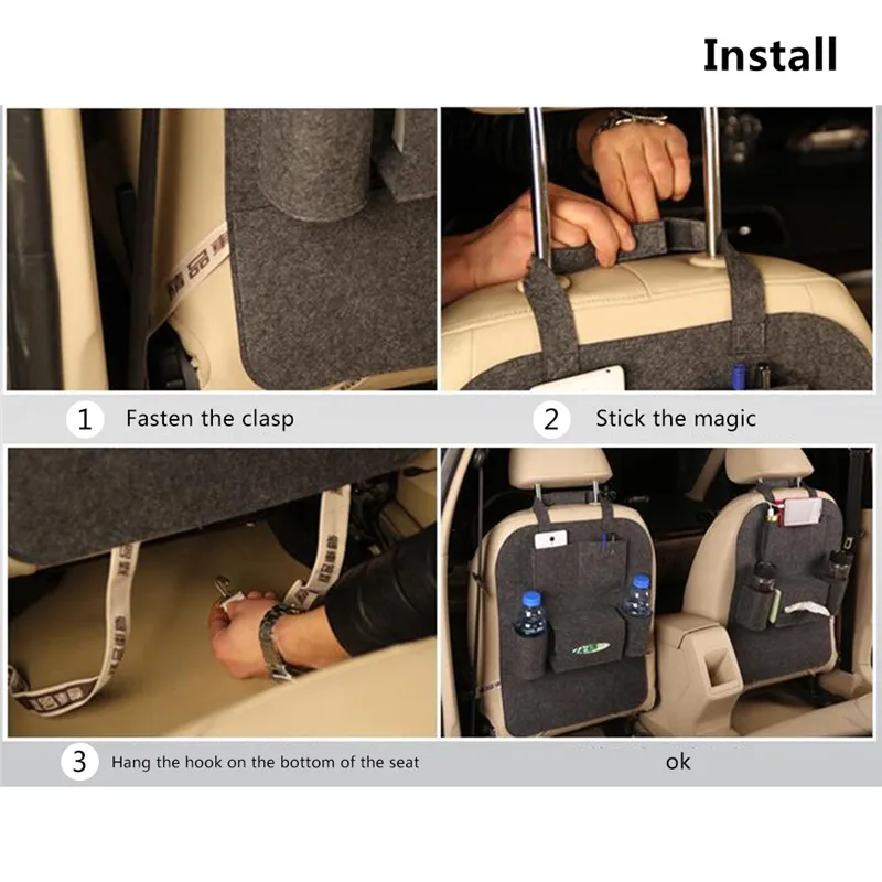 Car Seat Organizer Auto Car Backseat Organizer Car-Styling Holder Multi-Pocket Seat Wool Felt Multifunction Storage