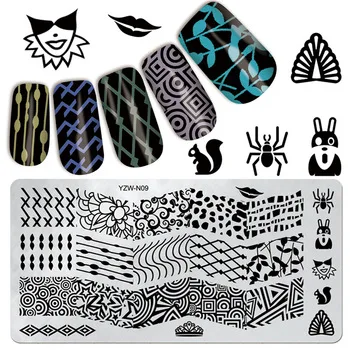 WUF 1 Pc Newly Original Design 6*12cm Rectangle DIY Nail Art Image Stamp Stamping Plates Nails Template #YZW-N09
