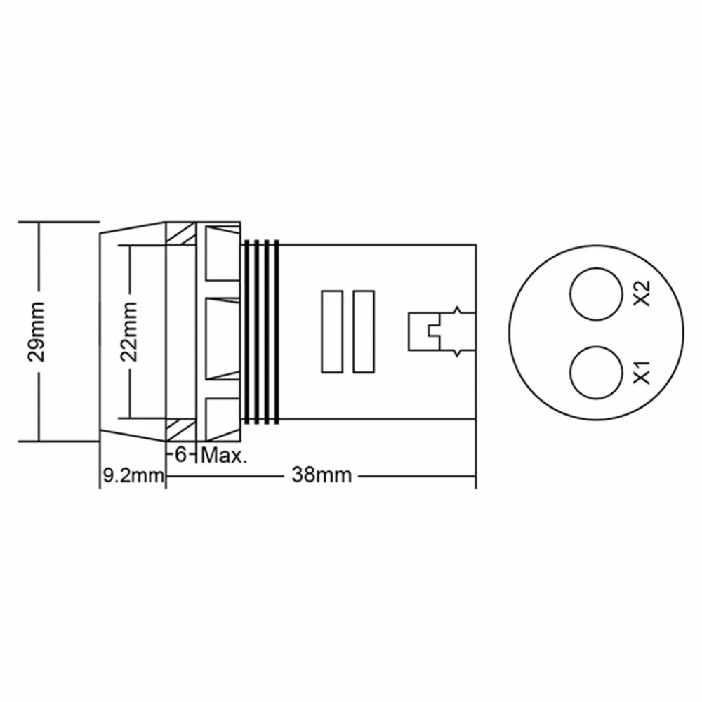 22MM 0-100A Digital Ammeter Current Meter Indicator Led Lamp Square Signal Light