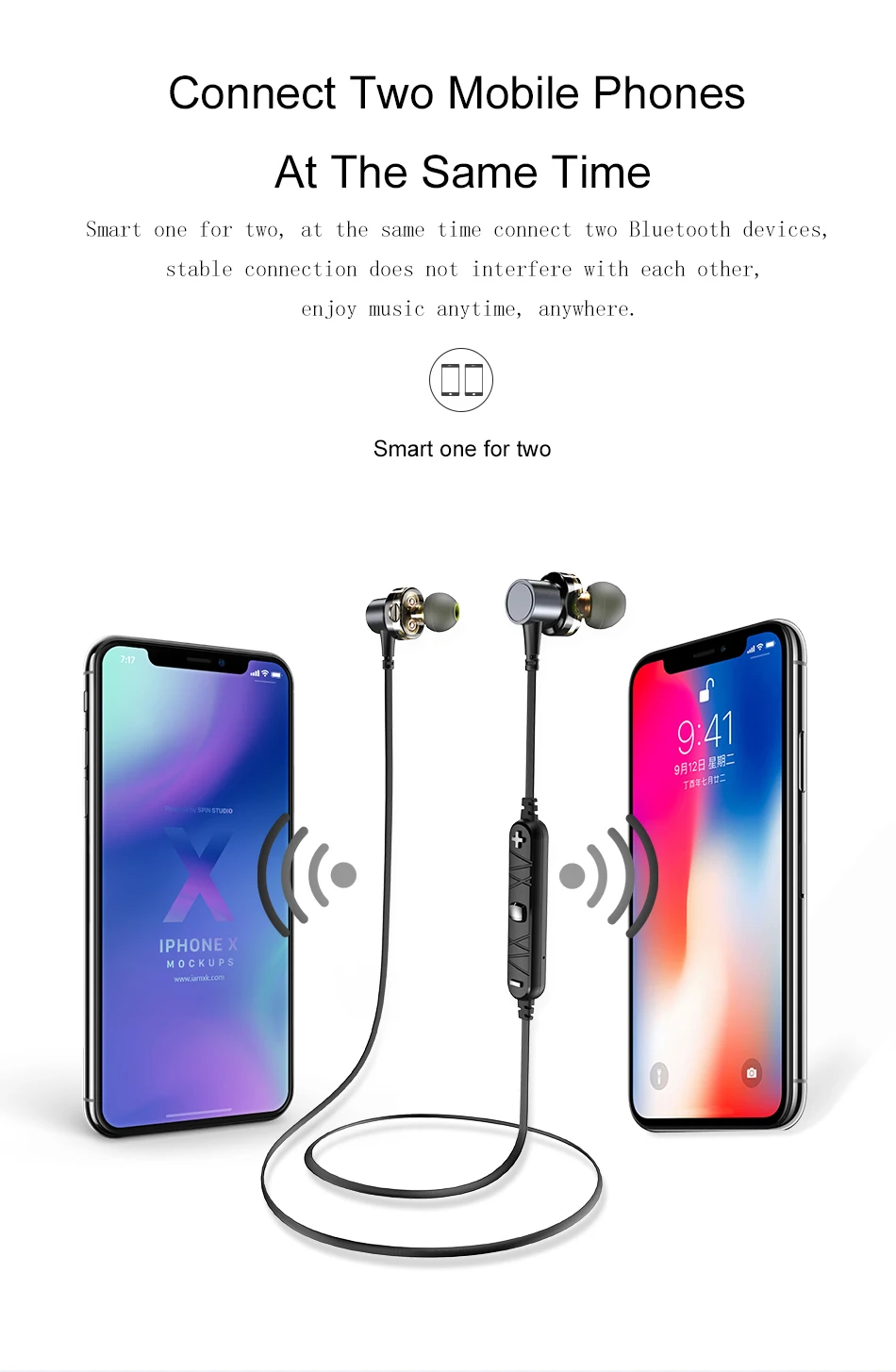 Awei X660BL Quad-core Necked Magnetic Bluetooth Earphone 9