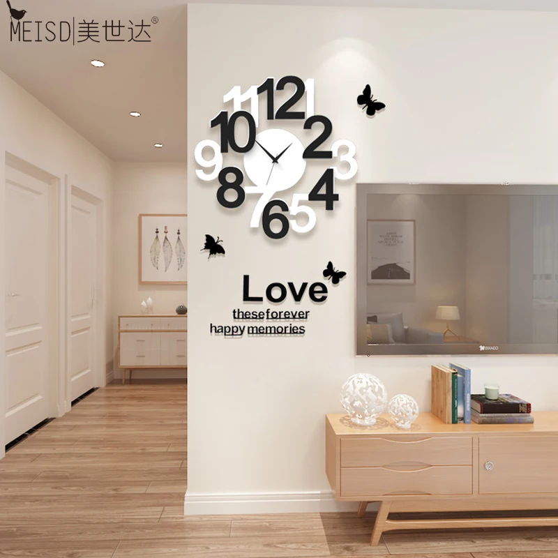 

MEISD Modern Design Acrylic Large Digital Wall Clocks Wall Stickers Silent Hanging Clock Metal Needle Quartz Watch Free Shipping