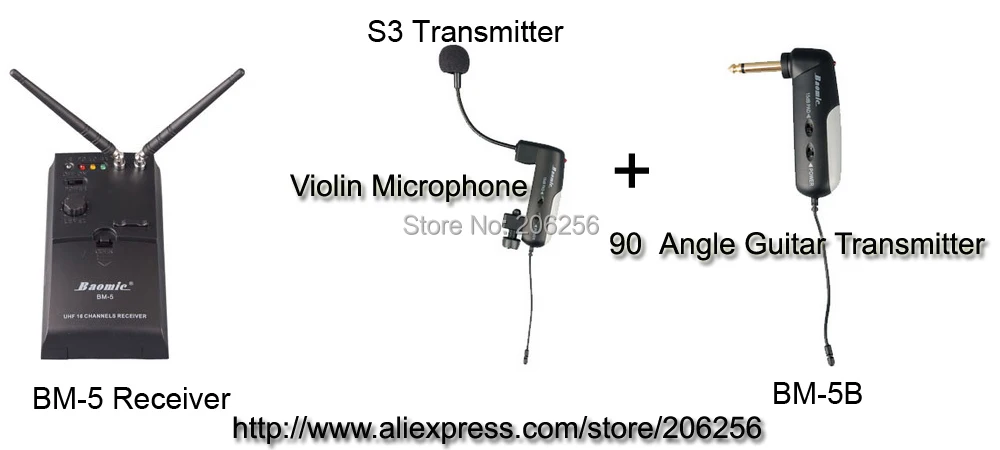Беспроводная система Baomic Professional UHF микрофон приемник передатчик S3 для скрипки + 5B
