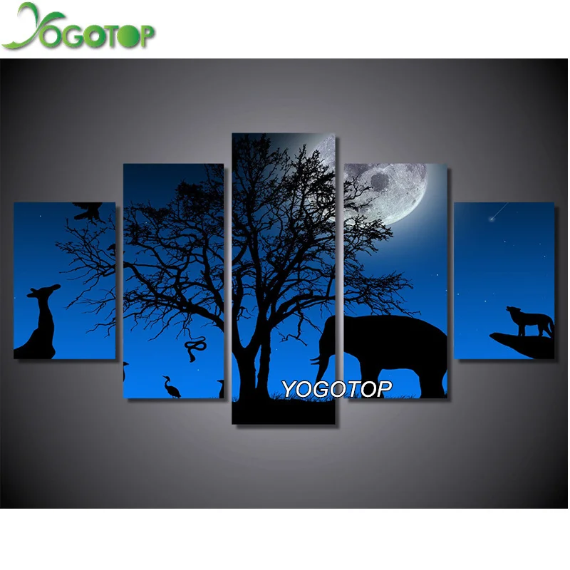 

YOGOTOP Diamond Embroidery Diy Diamond Painting Cross Stitch 5D Needlework Diamond Mosaic Home Decor elephant 5pcs/set ML034