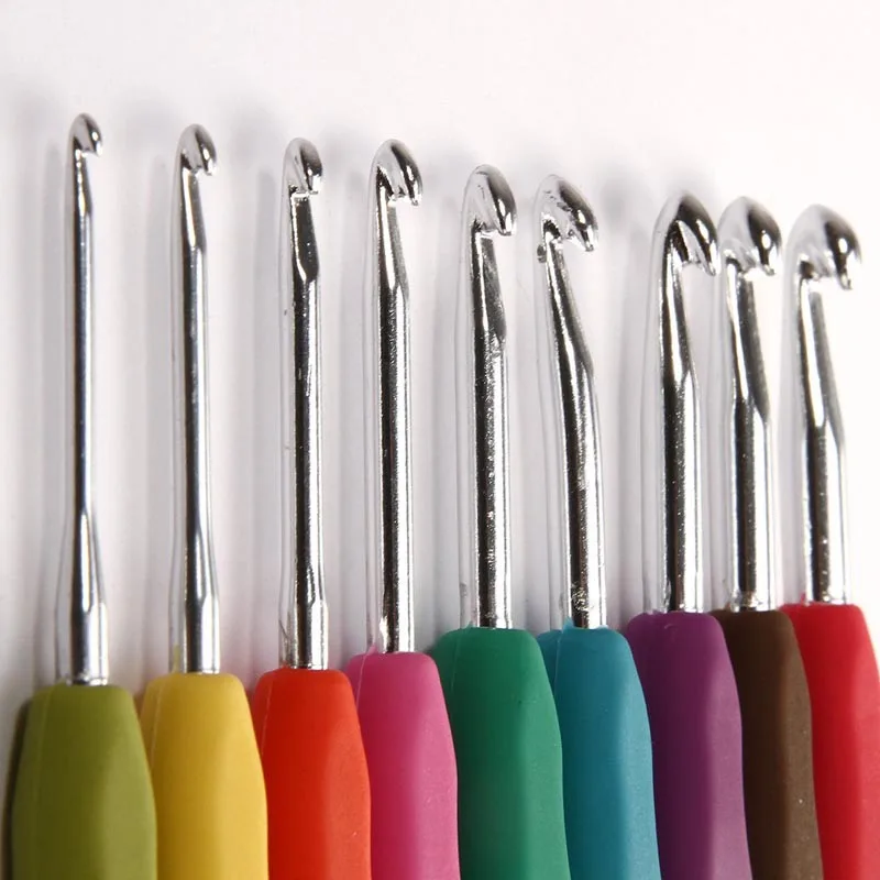 DIY Crafts 9pcs Mixed Metal Hook Crochet Template Kit TPR Aluminum Knitting Needles For Loom Tool Band | Дом и сад
