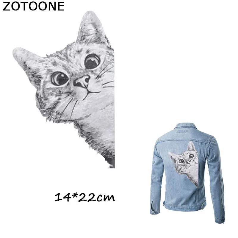 

ZOTOONE Cartton Gray Cat Patches Iron on Transfers Sticker for Clothes Diy T-shirt Dresses Girl Patches for Clothing Applique E