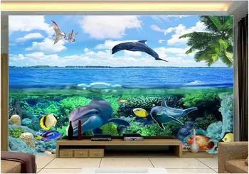 

3d wallpaper custom mural non-woven wall stickers 3d world to the surface of the sea painting photo 3d wall murals wallpaper