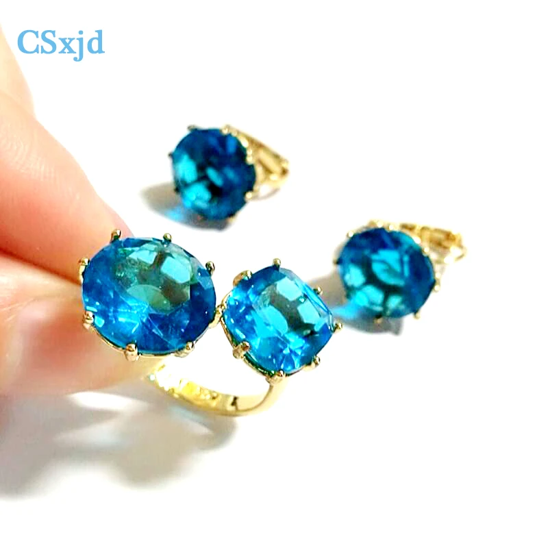 

CSxjd Women exquisite blue colored stones adjustable ring 2018 New
