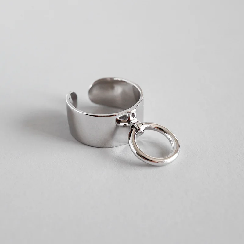 

HFYK 2019 Glossy Personality Open Round Circle Ring 925 Sterling Silver Ring For Women Bague Femme boucle d'oreille femme 2019