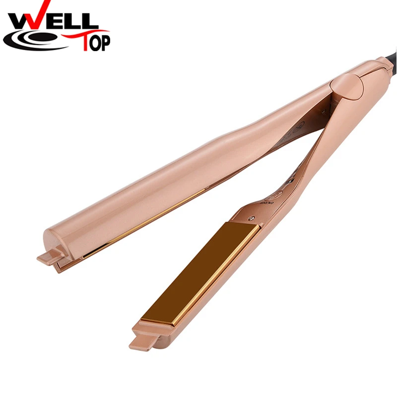 2 In 1 Hair Straightener Curler Gold Plated Titanium Plates Hair