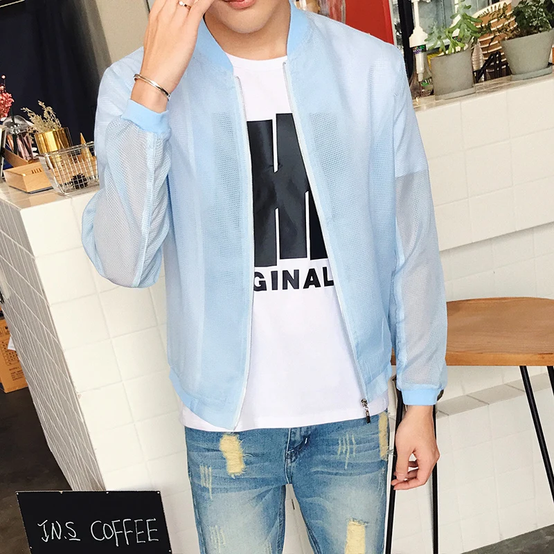 Мужские летние тонкие куртки с длинным рукавом большие размеры S M L 5XL 6XL синие