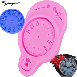 Byjunyeor M546 стимпанк часы карманные силиконовые формы помадка украшения торта кухня выпечки инструменты 9*5,7*0,8 см