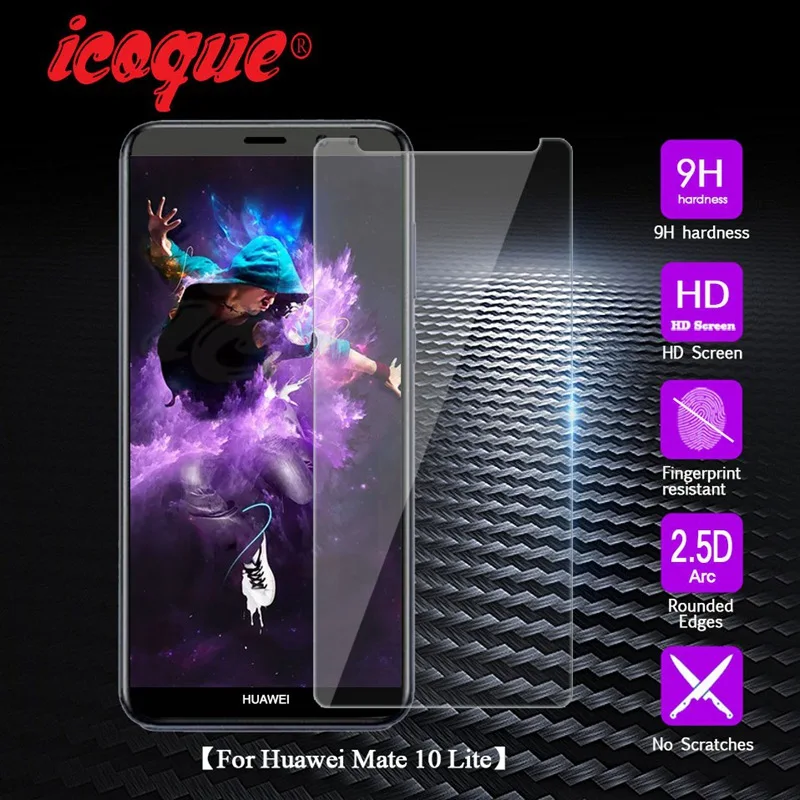 

Icoque Screen Protector for Huawei Mate 10 lite Glass 2.5D 9H Film Cover for Mate10 Glasses Huawei Mate 10 lite Tempered Glass
