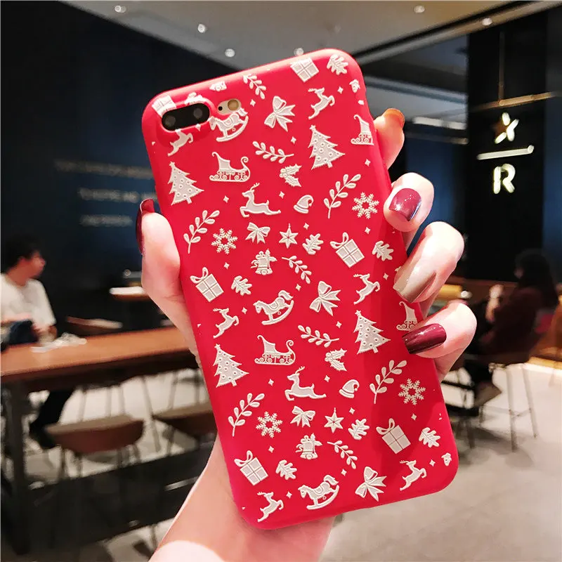 KISSCASE-Christmas-Phone-Case-For-iPhone-XR-XS-7-8-Lovely-Cartoon-Santa-Claus-Elk-Soft(4)