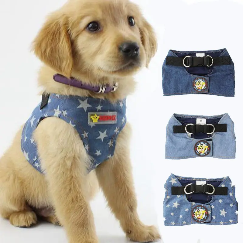 

Pet Clothes For Dog Harness Vest Jean Summer Clothes Harness For Small Medium Dog Leash Set Cat Blue Pet Supplies S M L XL
