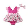 

Newborn Baby Girl Clothing Rompers Outfit Cute Sleeveless Flower Ruffles Headband Clothes Baby Girls 0-24M
