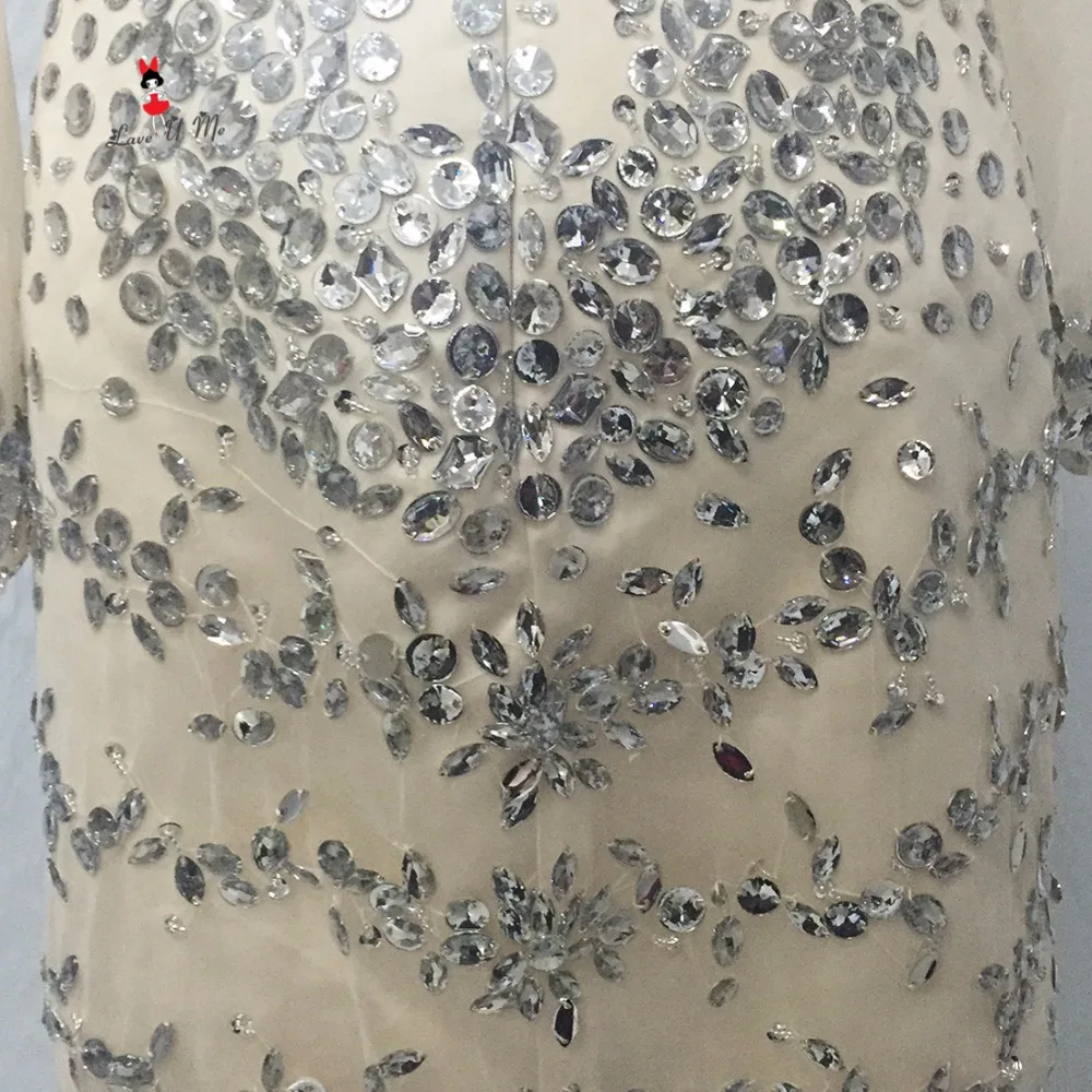 Robe de коктейль коктейльное платье со стразами 2017 с низким вырезом на спине вечерние платья с длинным рукавом Выпускные Платья цвет