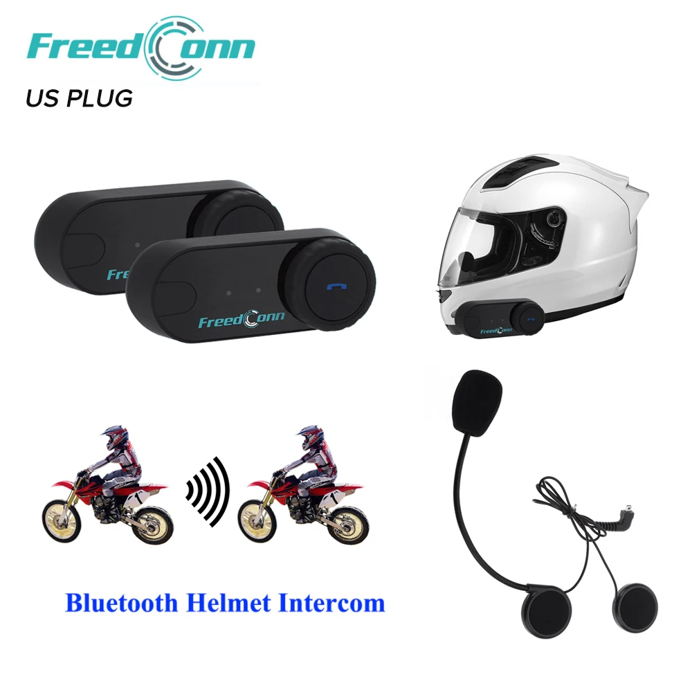 

2PCS Freedconn 800M Interphone Headset Motorcycle Intercom With FM Bluetooth Intercomunicador Moto US Plug