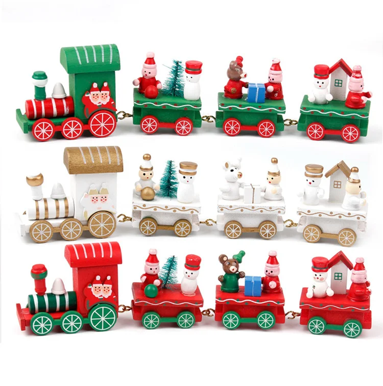 FENGRISE Wooden Christmas Train Ornaments Christmas Decorations For Home Christmas Gift Navidad Noel Xmas New Year Decor
