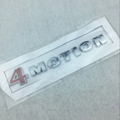 

1X 4 MOTION 4motion Red & Chrome Car Rear Emblem Decal For PASSAT GOLF Polo Tiguan Car Boot Trunk Badge Sticke