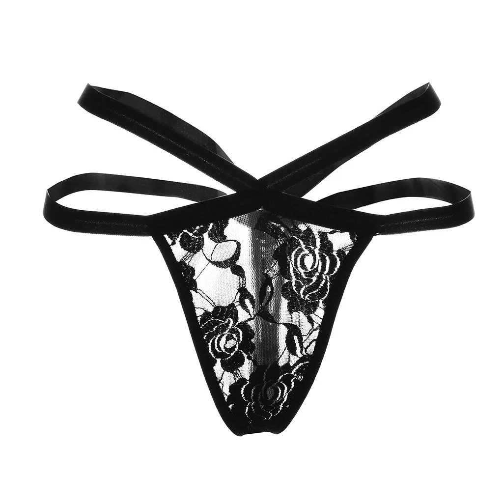 

Fashion New 2019 Women Sexy Lingerie G-string Mesh Briefs Underwear Imitation Panties Hollow Out Solid T string Thongs Knick