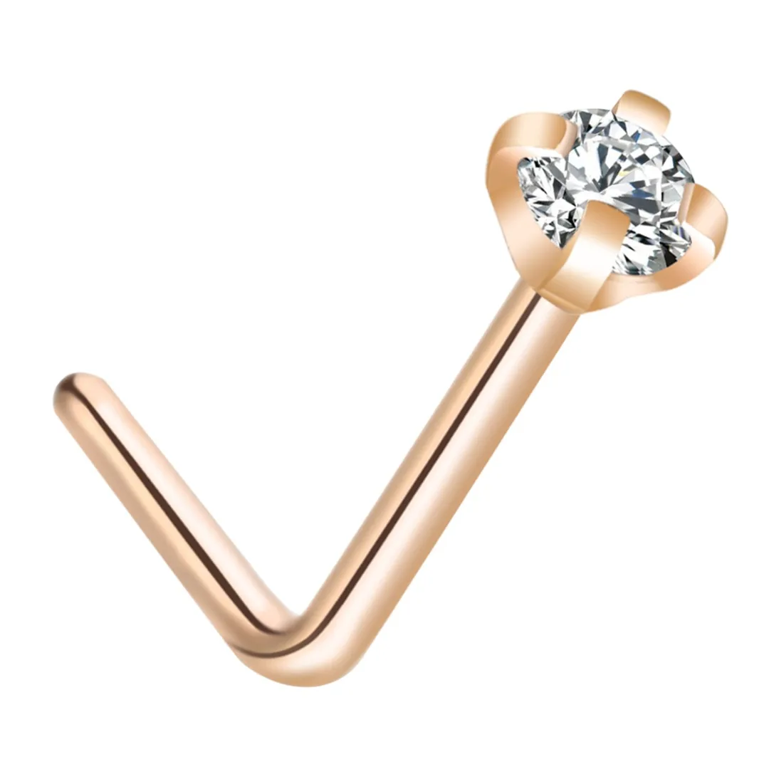 Fashion Crystal Nose Studs Surgical Steel Cubic Zirconia 0.8*7mm Nose Rings Shellhard Sexy Women Body Piercing Jewelry