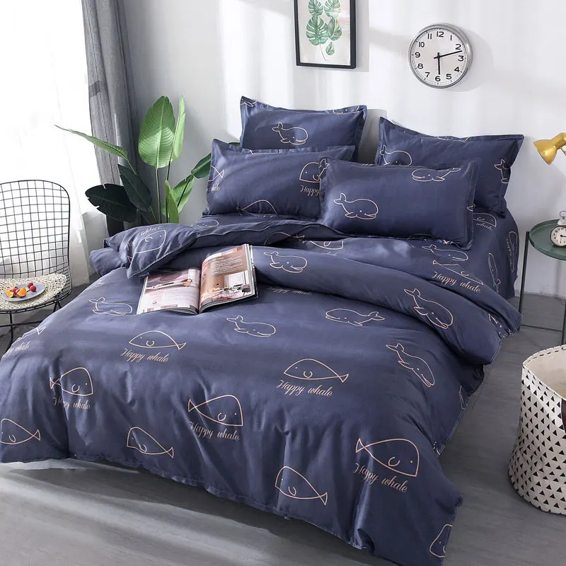 

Whale 4pcs Kid Bed Cover Set Cartoon Duvet Cover Adult Child Bed Sheets And Pillowcases Comforter Bedding Set 2TJ-61003