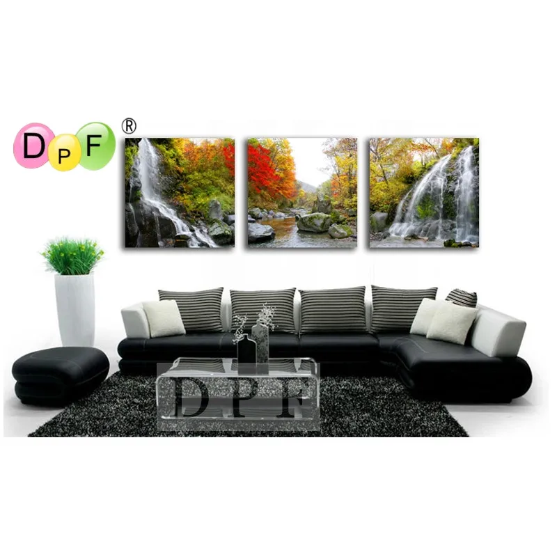

3D Landscape landscape Diy diamond embroidery painting square rhinestone Cross Stitch triptych home decor Kits diamond mosaic