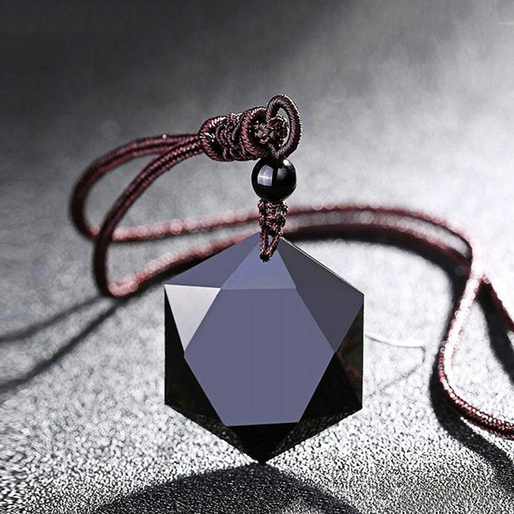 1pc Women Men Necklace Black Obsidian Stone Hexagram Shape Pendant Jewelry Sweater Chain Ornaments Pendant Necklaces Aliexpress