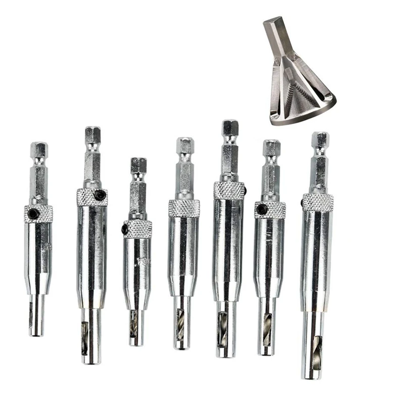 Deburring External Chamfer Tool Center Drill Bit Set Self Centering Hinge Tapper Core Hole Puncher Woodworking Cabinet Do | Инструменты