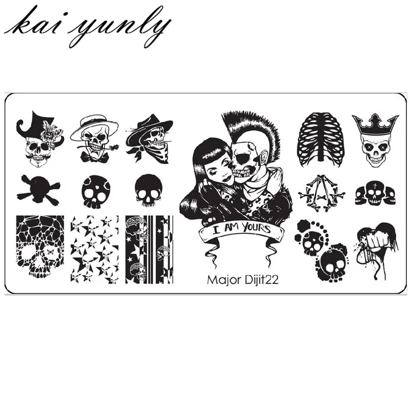 

1PC Hip-hop Punk DIY Nail Art Image Stamp Stamping Plates Manicure Template Nail Polish Stencil Printing Transfer #22 Dec 13