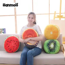 Мягкие фрукты/дерево табурет плюшевая подушка диван стул Декоративная Подушка Диван Подушка под поясницу Киви/оранжевый/арбуз диа. 40 см