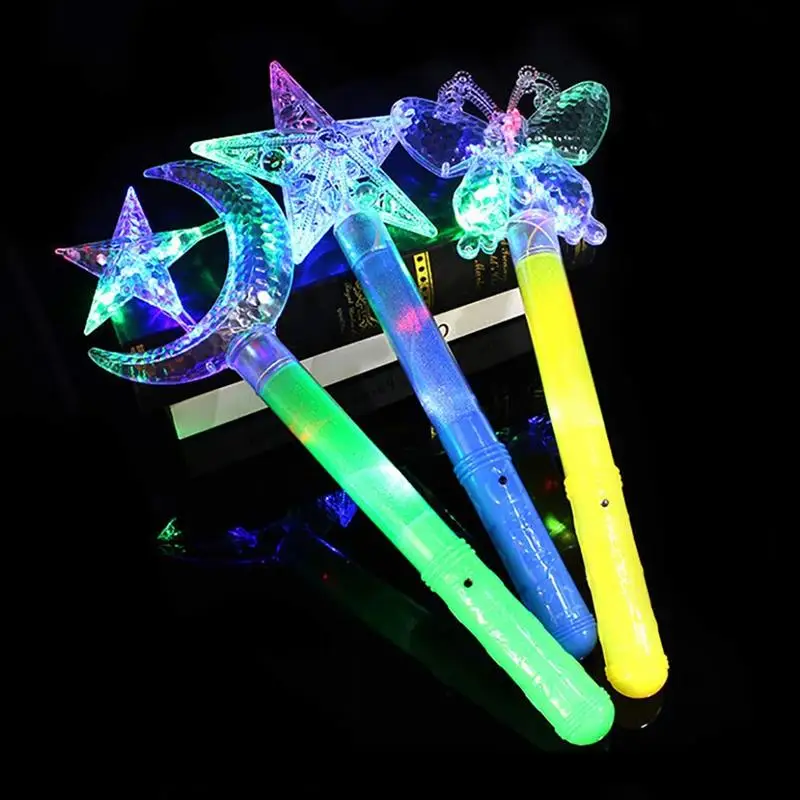 

LED Light Up Flashing Fairy Magic Wand Princess Star Moon Crown Stick Toy Girl Xmas Gifts Party Favour Party Bag Filler Chistmas
